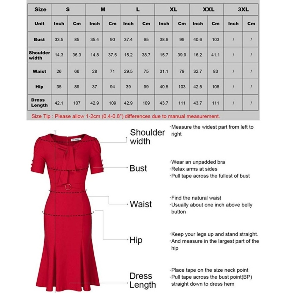 Red retro style dress - Picture 2 of 5